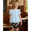 image:imageKucnuzki Baby Girl Clothes Toddler Girls Summer Outfits Kids Short Fly Sleeve Cute Ruffle Shirts Tops Floral Shorts SetBlue