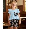 image:imageKucnuzki Baby Girl Clothes Toddler Girls Summer Outfits Kids Short Fly Sleeve Cute Ruffle Shirts Tops Floral Shorts SetBlue