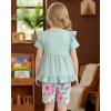 image:imageKucnuzki Baby Girl Clothes Toddler Girls Summer Outfits Kids Short Fly Sleeve Cute Ruffle Shirts Tops Floral Shorts SetPea Green