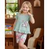 image:imageKucnuzki Baby Girl Clothes Toddler Girls Summer Outfits Kids Short Fly Sleeve Cute Ruffle Shirts Tops Floral Shorts SetPea Green