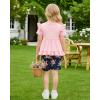 image:imageKucnuzki Baby Girl Clothes Toddler Girls Summer Outfits Kids Short Fly Sleeve Cute Ruffle Shirts Tops Floral Shorts SetPink