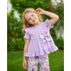 image:imageKucnuzki Baby Girl Clothes Toddler Girls Summer Outfits Kids Short Fly Sleeve Cute Ruffle Shirts Tops Floral Shorts SetPurple