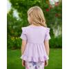 image:imageKucnuzki Baby Girl Clothes Toddler Girls Summer Outfits Kids Short Fly Sleeve Cute Ruffle Shirts Tops Floral Shorts SetPurple