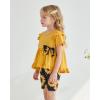 image:imageKucnuzki Baby Girl Clothes Toddler Girls Summer Outfits Kids Short Fly Sleeve Cute Ruffle Shirts Tops Floral Shorts SetYellow