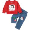 image:imageKucnuzki Toddler Baby Girl Clothes Long Sleeve Hoodie Crewneck Sweatshirt Denim Jeans Pants Fall Winter Baby Girl OutfitChristmas