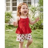 image:imageKucnuzki Toddler Baby Girl Clothes Summer Outfits Ruffle Sleeveless Linen Shirt Kid Short Set for GirlRed Strawberry