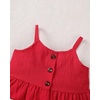 image:imageKucnuzki Toddler Baby Girl Clothes Summer Outfits Ruffle Sleeveless Linen Shirt Kid Short Set for GirlRed Strawberry