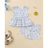 image:imageKucnuzki Cute Toddler Baby Girl Clothes Summer Tank Tops T Shirt Ruffle Trim Kids Shorts 2 Piece Set Floral Print OutfitBlue