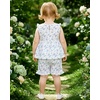 image:imageKucnuzki Cute Toddler Baby Girl Clothes Summer Tank Tops T Shirt Ruffle Trim Kids Shorts 2 Piece Set Floral Print OutfitBlue
