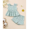 image:imageKucnuzki Cute Toddler Baby Girl Clothes Summer Tank Tops T Shirt Ruffle Trim Kids Shorts 2 Piece Set Floral Print OutfitGreen