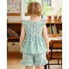 image:imageKucnuzki Cute Toddler Baby Girl Clothes Summer Tank Tops T Shirt Ruffle Trim Kids Shorts 2 Piece Set Floral Print OutfitGreen