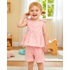 image:imageKucnuzki Cute Toddler Baby Girl Clothes Summer Tank Tops T Shirt Ruffle Trim Kids Shorts 2 Piece Set Floral Print OutfitPink