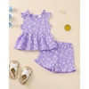 image:imageKucnuzki Cute Toddler Baby Girl Clothes Summer Tank Tops T Shirt Ruffle Trim Kids Shorts 2 Piece Set Floral Print OutfitPurple