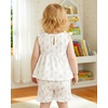 image:imageKucnuzki Cute Toddler Baby Girl Clothes Summer Tank Tops T Shirt Ruffle Trim Kids Shorts 2 Piece Set Floral Print OutfitWhite