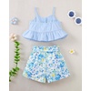 image:imageKucnuzki Toddler Baby Girl Clothes Summer Outfits Ruffle Sleeveless Linen Shirt Kid Short Set for Girl