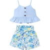 image:imageKucnuzki Toddler Baby Girl Clothes Summer Outfits Ruffle Sleeveless Linen Shirt Kid Short Set for Girl