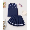 image:imageKucnuzki Little Girls Clothes Toddler Outfit Polo Sleeveless Shirt Spring Tank Tops Pleated Skirt 2 Piece Dress SetDark Blue