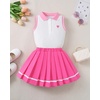 image:imageKucnuzki Little Girls Clothes Toddler Outfit Polo Sleeveless Shirt Spring Tank Tops Pleated Skirt 2 Piece Dress SetHot Pink