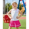 image:imageKucnuzki Little Girls Clothes Toddler Outfit Polo Sleeveless Shirt Spring Tank Tops Pleated Skirt 2 Piece Dress SetHot Pink