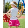 image:imageKucnuzki Little Girls Clothes Toddler Outfit Polo Sleeveless Shirt Spring Tank Tops Pleated Skirt 2 Piece Dress SetHot Pink