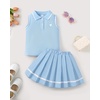 image:imageKucnuzki Little Girls Clothes Toddler Outfit Polo Sleeveless Shirt Spring Tank Tops Pleated Skirt 2 Piece Dress SetLight Blue