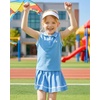 image:imageKucnuzki Little Girls Clothes Toddler Outfit Polo Sleeveless Shirt Spring Tank Tops Pleated Skirt 2 Piece Dress SetLight Blue