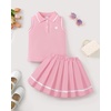 image:imageKucnuzki Little Girls Clothes Toddler Outfit Polo Sleeveless Shirt Spring Tank Tops Pleated Skirt 2 Piece Dress SetPink