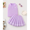 image:imageKucnuzki Little Girls Clothes Toddler Outfit Polo Sleeveless Shirt Spring Tank Tops Pleated Skirt 2 Piece Dress SetPurple