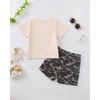 image:imageKucnuzki Toddler Baby Boy Clothes Outfits Short Summer Sleeve Letters Printed Shirt Shorts Sets 2PC Little Boy ClothingBeige Camo