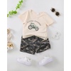 image:imageKucnuzki Toddler Baby Boy Clothes Outfits Short Summer Sleeve Letters Printed Shirt Shorts Sets 2PC Little Boy ClothingBeige Camo