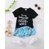 image:imageKucnuzki Toddler Baby Boy Clothes Outfits Short Summer Sleeve Letters Printed Shirt Shorts Sets 2PC Little Boy ClothingBlue Hawaii