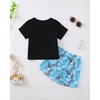 image:imageKucnuzki Toddler Baby Boy Clothes Outfits Short Summer Sleeve Letters Printed Shirt Shorts Sets 2PC Little Boy ClothingBlue Hawaii