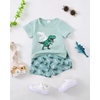 image:imageKucnuzki Toddler Baby Boy Clothes Outfits Short Summer Sleeve Letters Printed Shirt Shorts Sets 2PC Little Boy ClothingGreen Dragon