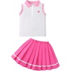 image:imageKucnuzki Little Girls Clothes Toddler Outfit Polo Sleeveless Shirt Spring Tank Tops Pleated Skirt 2 Piece Dress SetHot Pink