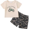 image:imageKucnuzki Toddler Baby Boy Clothes Outfits Short Summer Sleeve Letters Printed Shirt Shorts Sets 2PC Little Boy ClothingBeige Camo