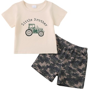 image:imageKucnuzki Toddler Baby Boy Clothes Outfits Short Summer Sleeve Letters Printed Shirt Shorts Sets 2PC Little Boy ClothingBeige Camo