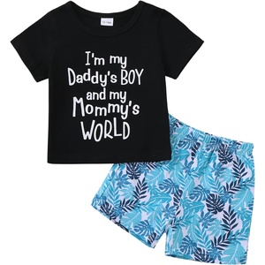 image:imageKucnuzki Toddler Baby Boy Clothes Outfits Short Summer Sleeve Letters Printed Shirt Shorts Sets 2PC Little Boy ClothingBlue Hawaii