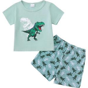 image:imageKucnuzki Toddler Baby Boy Clothes Outfits Short Summer Sleeve Letters Printed Shirt Shorts Sets 2PC Little Boy ClothingGreen Dragon